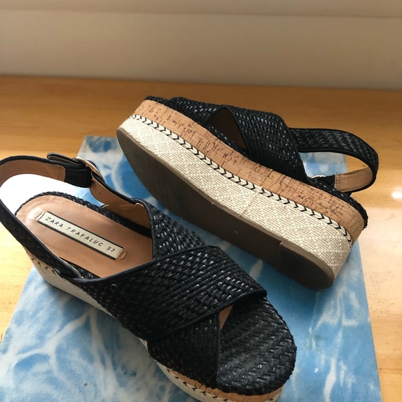 ZARA TRAFALUC PLATFORM SANDALS Size 37 (6.5) - Picture 5 of 5